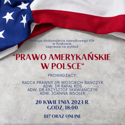 Adwokat dr Krzysztof Skawiańczyk jako prowadzący wykład “Prawo amerykańskie w Polsce”.