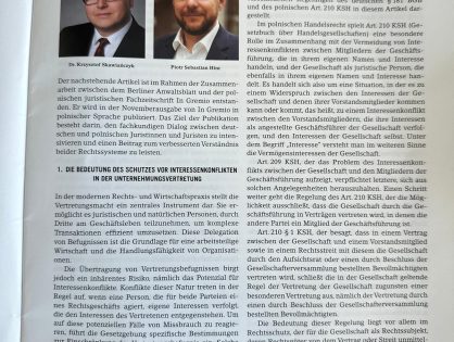 Artykuł adwokata dr Krzysztofa Skawiańczyka w wydaniu Berliner Anwaltsblatt